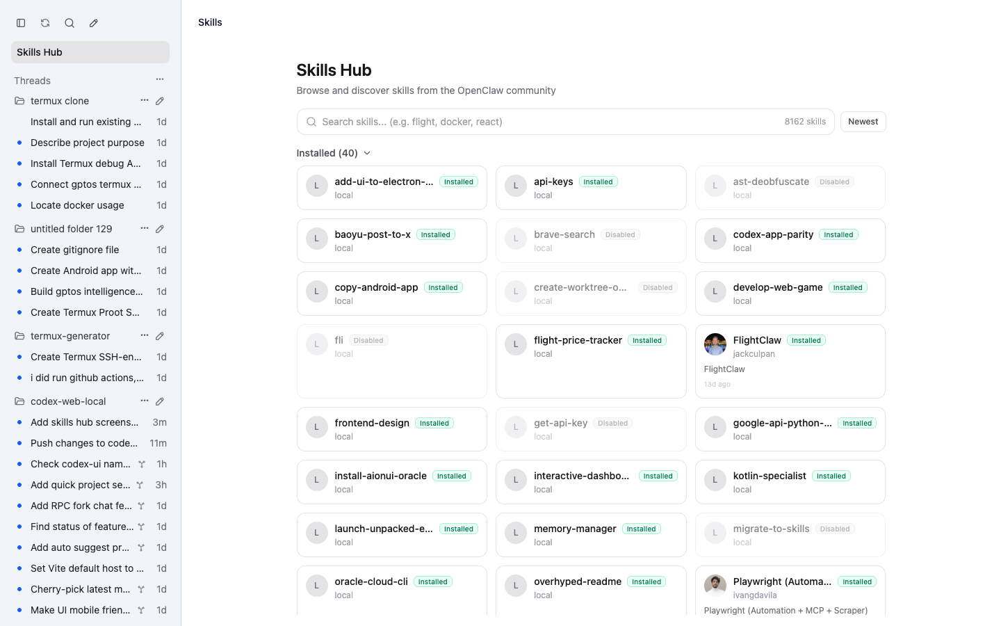 Skills Hub desktop screenshot